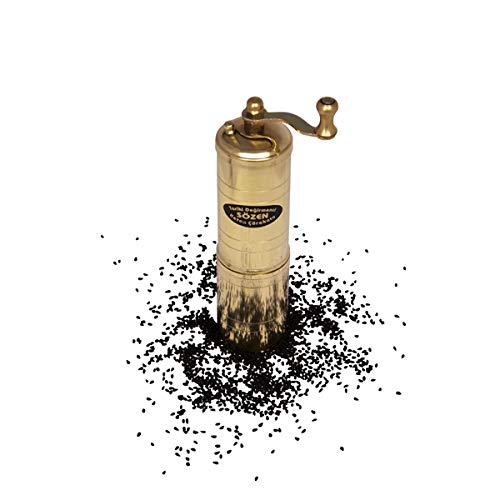 Ottoman Inspirations Sozen Handmade Black Seed Grinder  Manual Brass Mill 591 Portable Stainless Steel Conical Burr Mill Hand Crank Turkish Grinder  - Image 1