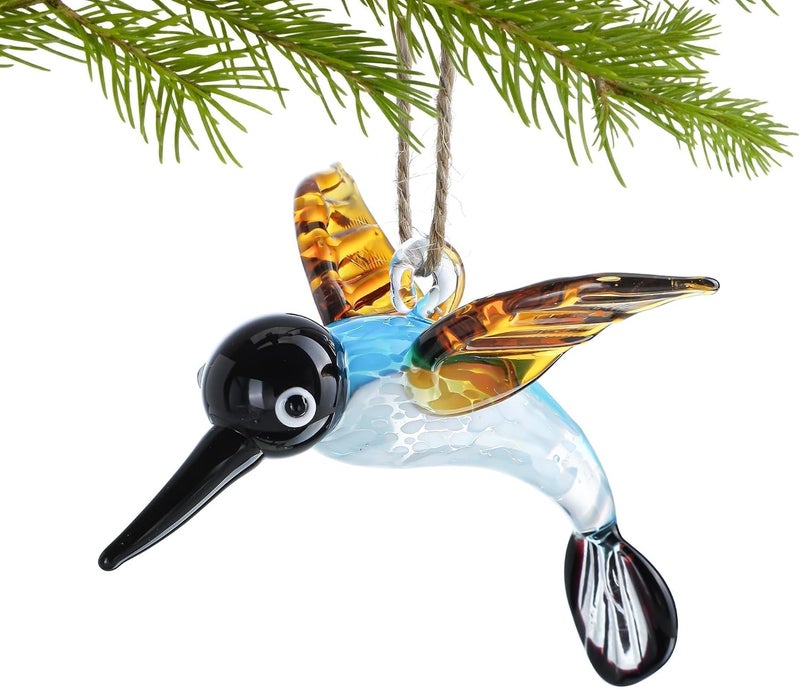KRISININE Glass Hummingbird Ornaments Hanging Decorative Blown Glass Hummingbird Ornament for Home Party Christmas Tree Decorations - Image 3