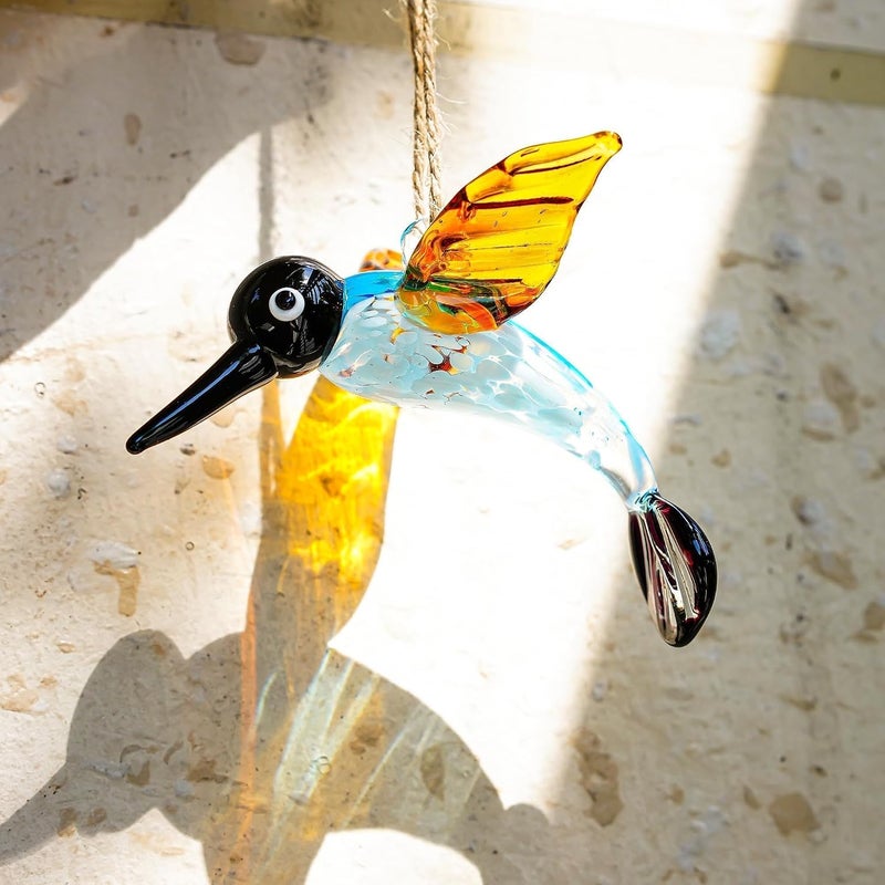 KRISININE Glass Hummingbird Ornaments Hanging Decorative Blown Glass Hummingbird Ornament for Home Party Christmas Tree Decorations - Image 2
