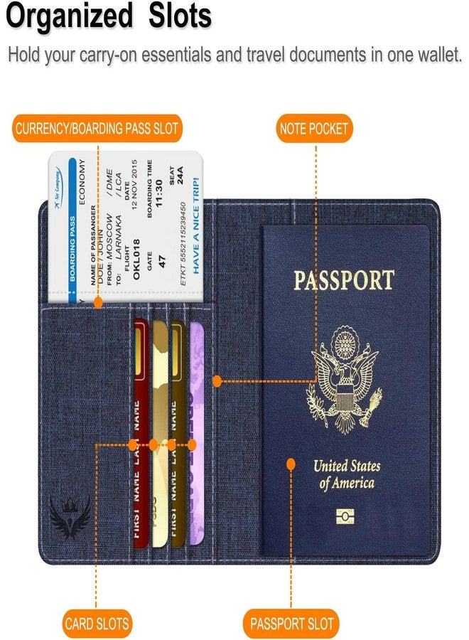 LORENZ Passport Holder Travel Accessories for Men Women, Blue/Brown | PH-02 - Image 3