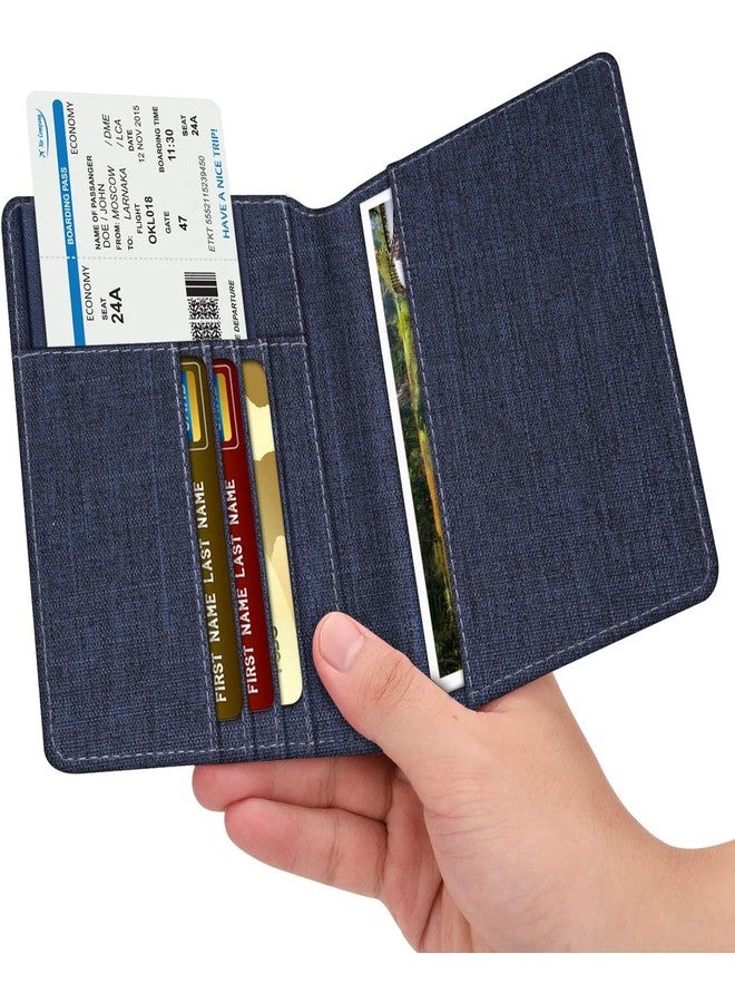 LORENZ Passport Holder Travel Accessories for Men Women, Blue/Brown | PH-02 - Image 5