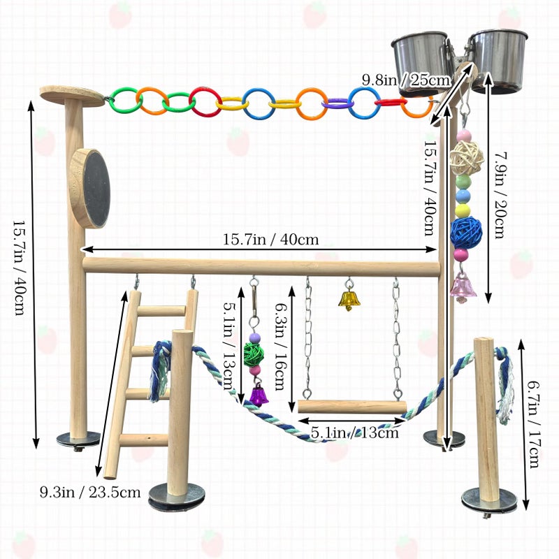 Hamiledyi Small Bird Playground Natural Wood for Top of Cage Bird Perch Stand for Parrots Play Gym Toys for Small Birds Parrot Cockatiel Love Birds Budgie(Style A) - Image 2