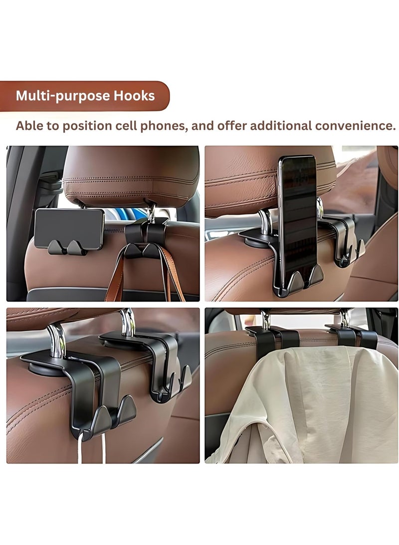 Bukela 2 PCS Upgrade Car Seat Back Double Hooks, Car Seat Hooks for Headrest, Car Back Seat Hanging Hook for Purses and Bags, Automotive Seat Back Organizers, Stand for Mobile Phone - Image 4