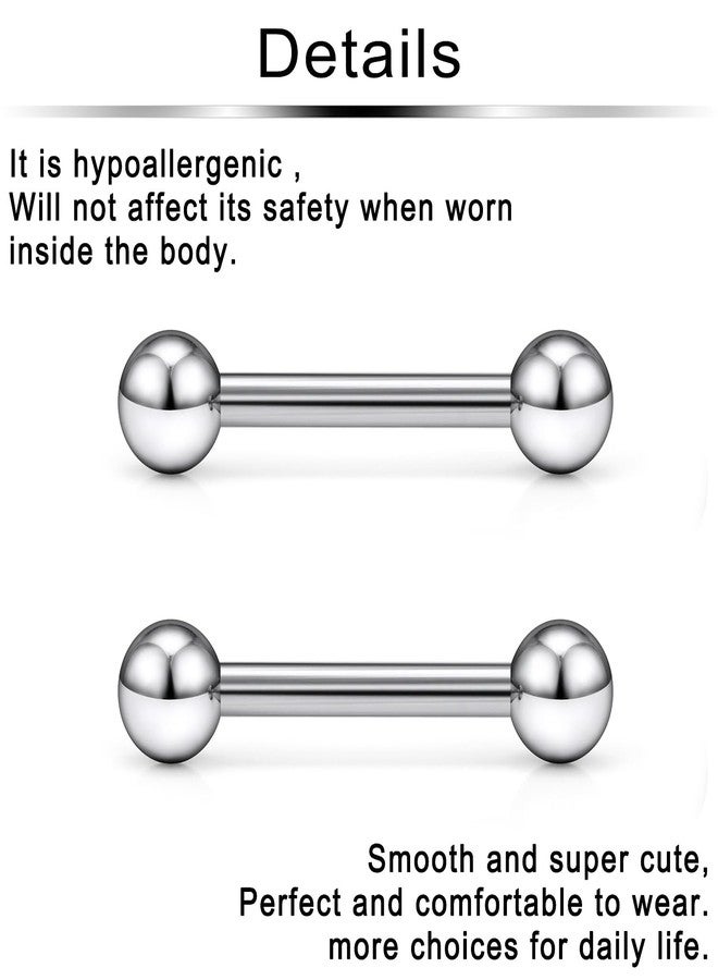 Ftovosyo G23 Titanium PA Ring Internally Threaded Straight Barbell Nipple Ring 12G 12mm Tongue Rings Body Piercing Jewelry for Woemn 2Pcs - Image 3