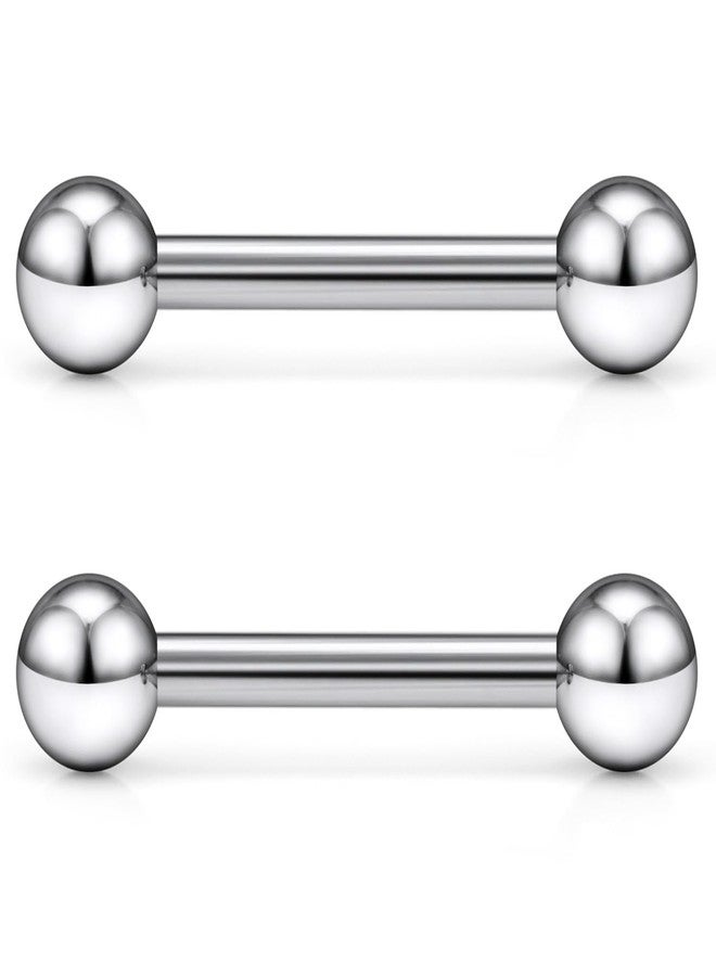 Ftovosyo G23 Titanium PA Ring Internally Threaded Straight Barbell Nipple Ring 12G 12mm Tongue Rings Body Piercing Jewelry for Woemn 2Pcs - Image 1