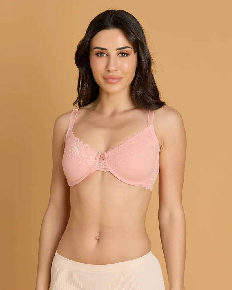 Redtag Women Burgundy and Pink And Non-Padded 2 Pack Bra Set