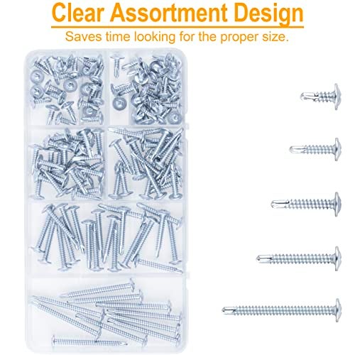 KURUI Self Tapping Screws Assortment Kit, #8 Sheet Metal Screws for Metal Wood & Plastic, 125Pcs Galvanized Pan Head Self Drilling Screws in 5 Sizes (1/2, 3/4, 1-1/4, 1in, 2in) - Image 2