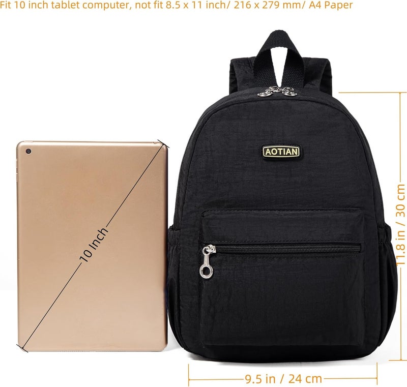 AOTIAN Mini Lightweight 11.8 Inch Backpack Durable Travel Hiking Women and Girls Small Daypack, 7 Liters Black - Image 5