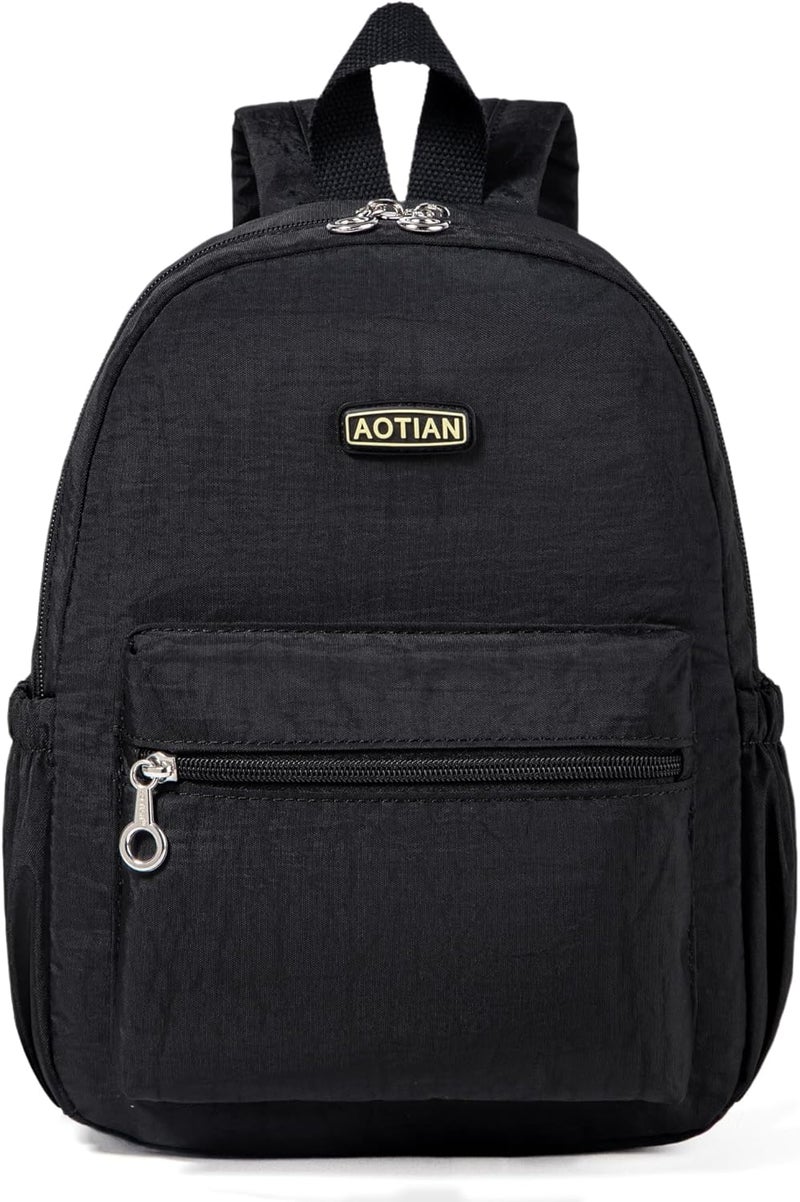 AOTIAN Mini Lightweight 11.8 Inch Backpack Durable Travel Hiking Women and Girls Small Daypack, 7 Liters Black - Image 1