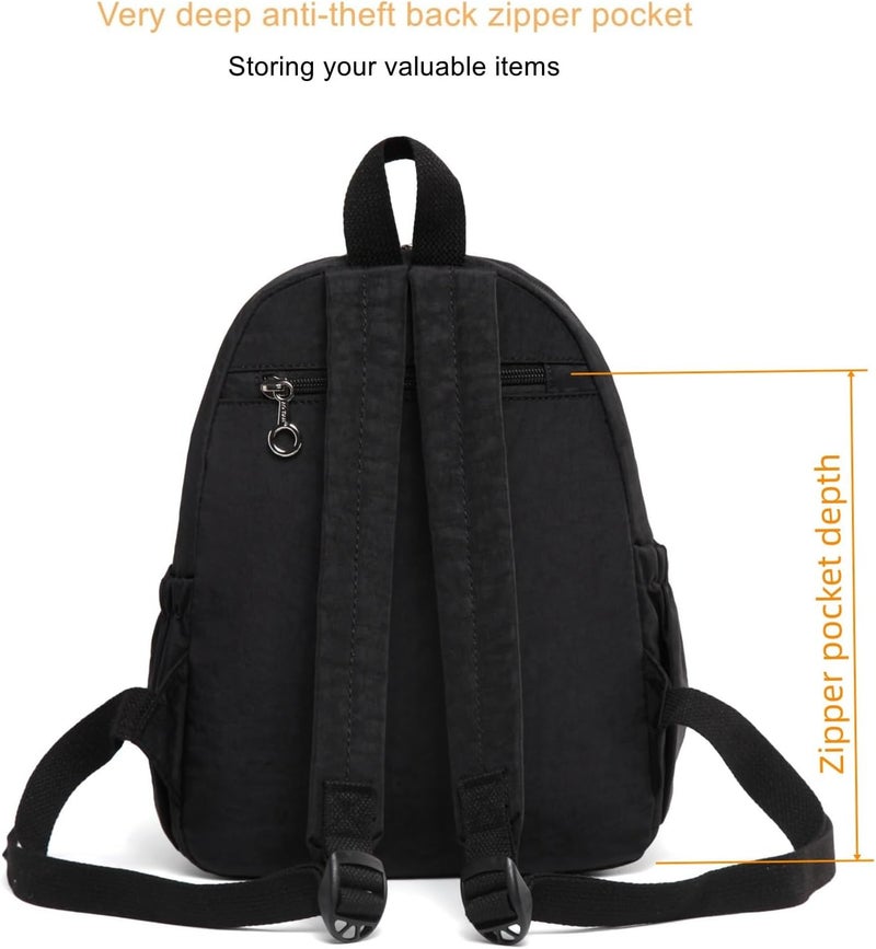 AOTIAN Mini Lightweight 11.8 Inch Backpack Durable Travel Hiking Women and Girls Small Daypack, 7 Liters Black - Image 3