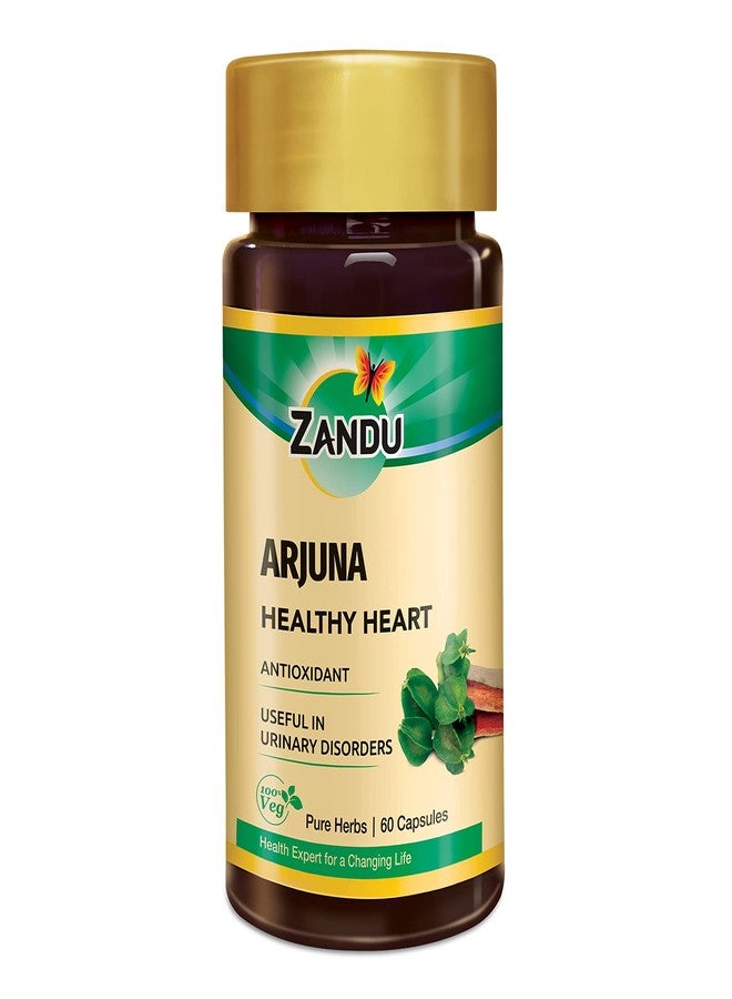 Zandu Arjuna Capsules - Helps to Maintain a Healthy Heart while Helping Keep Diabetes & Cholesterol Under Check, also Promotes Good Urinary Health - Pack of 60 Veg capsules - Image 1