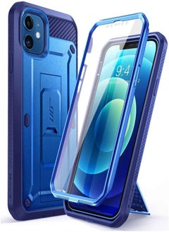 SupCase Supcase unicorn beetle pro series case for iphone 12 mini (2020 release) 5.4 inch, built-in screen protector full-body rugged holster case (cobalt) 
