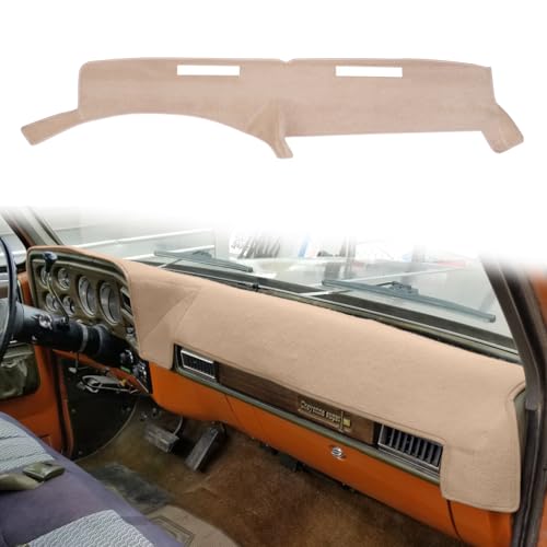 HanLanKa Dash Cover Custom Fit for 1973-1980 Chevy Chevrolet C10 C20 C30 K10 K20 K30 Suburban K5 Blazer Pickup,GMC Jimmy C/K 15 25 35 1500 2500 Suburban Sierra,Dashboard Mat Pad Carpet (Beige) - Image 1