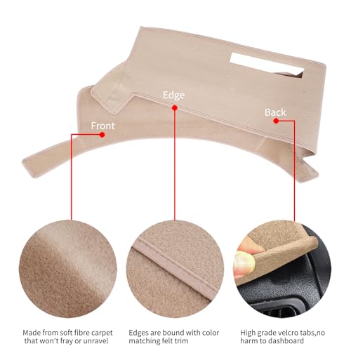 HanLanKa Dash Cover Custom Fit for 1973-1980 Chevy Chevrolet C10 C20 C30 K10 K20 K30 Suburban K5 Blazer Pickup,GMC Jimmy C/K 15 25 35 1500 2500 Suburban Sierra,Dashboard Mat Pad Carpet (Beige) - Image 4