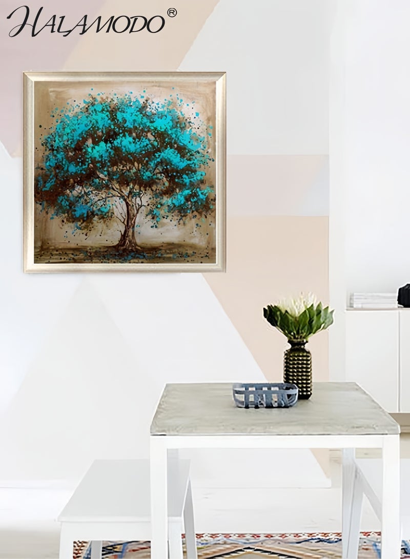 HALAMODO Multicolored 25 x 25cm Tree Resin Rhinestone Mosaic Cross Stitch Wall Decoration - Image 3