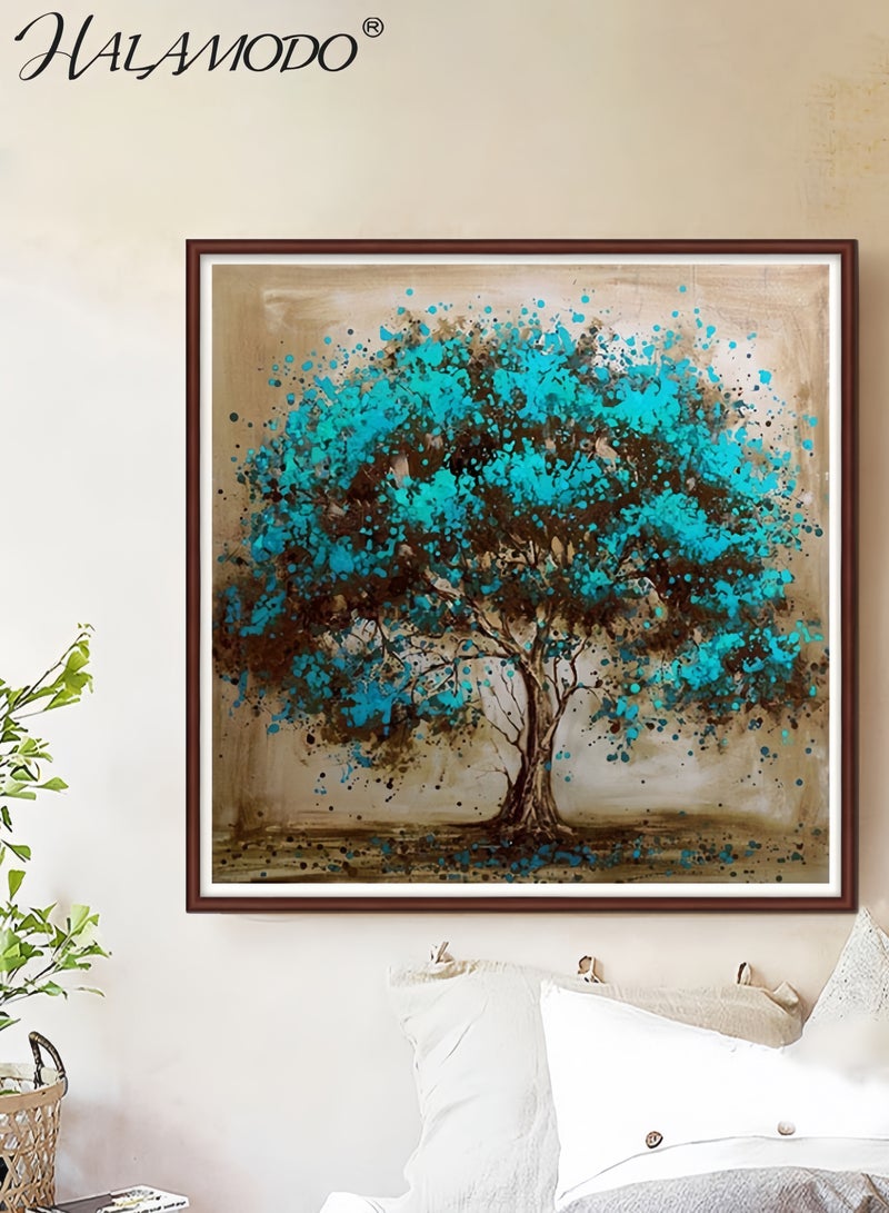 HALAMODO Multicolored 25 x 25cm Tree Resin Rhinestone Mosaic Cross Stitch Wall Decoration - Image 4