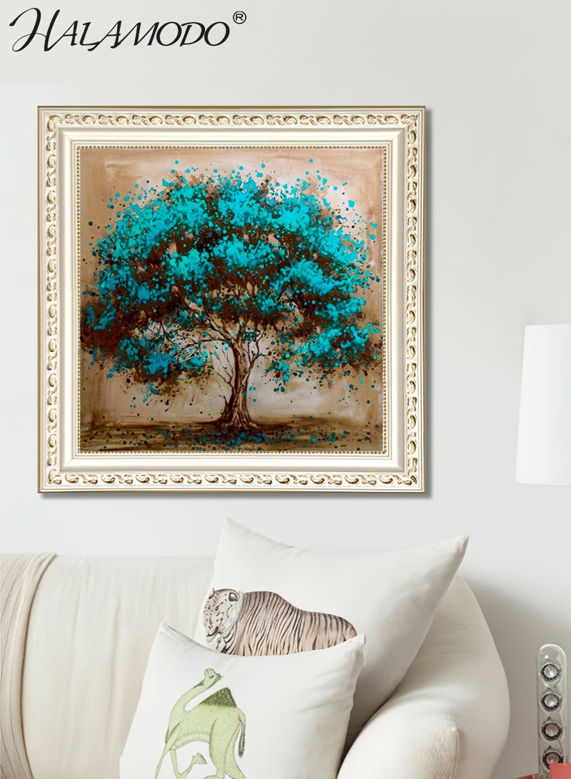 HALAMODO Multicolored 25 x 25cm Tree Resin Rhinestone Mosaic Cross Stitch Wall Decoration - Image 2