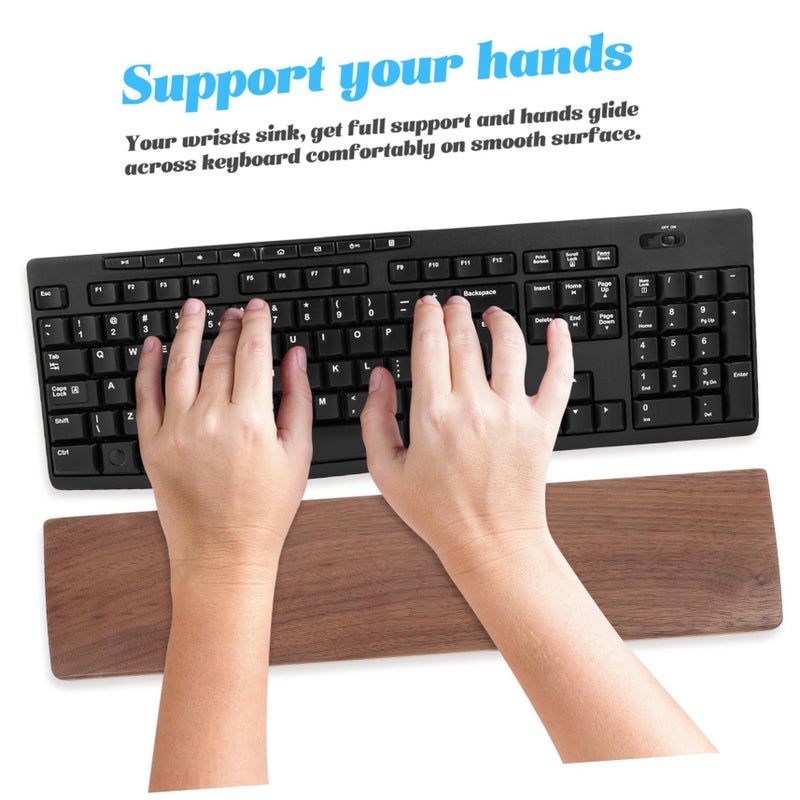 Walnut Wooden Keyboard Wrist Rest Ergonomic Support For Mechanical Keyboards Non Slip Base - Image 5