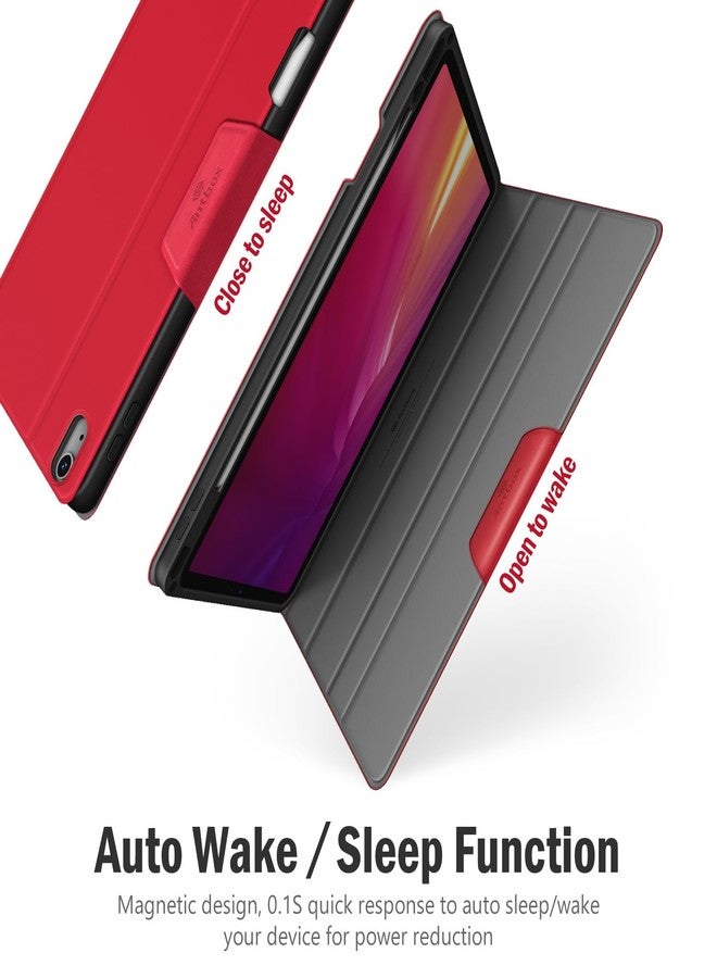 Antbox Case for iPad Air 13 Inch Case (M2) 2024 with Built-in Pencil Holder Supports Pencil Pro and Pencil (USB-C) Auto Sleep/Wake Function PU Leather Cover for iPad Air 13'' (Red) - Image 4