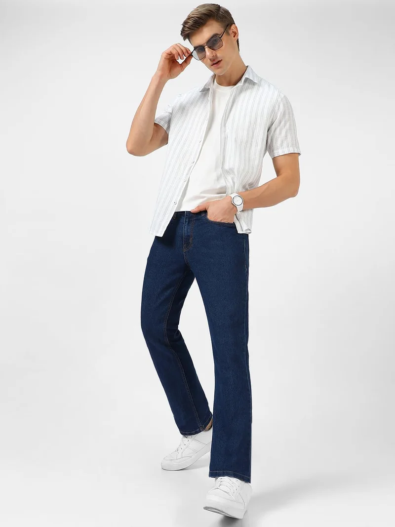 Urbano Fashion  Urbano Fashion Men's Blue Washed Bootcut Jeans Stretchable  | Best Price UAE