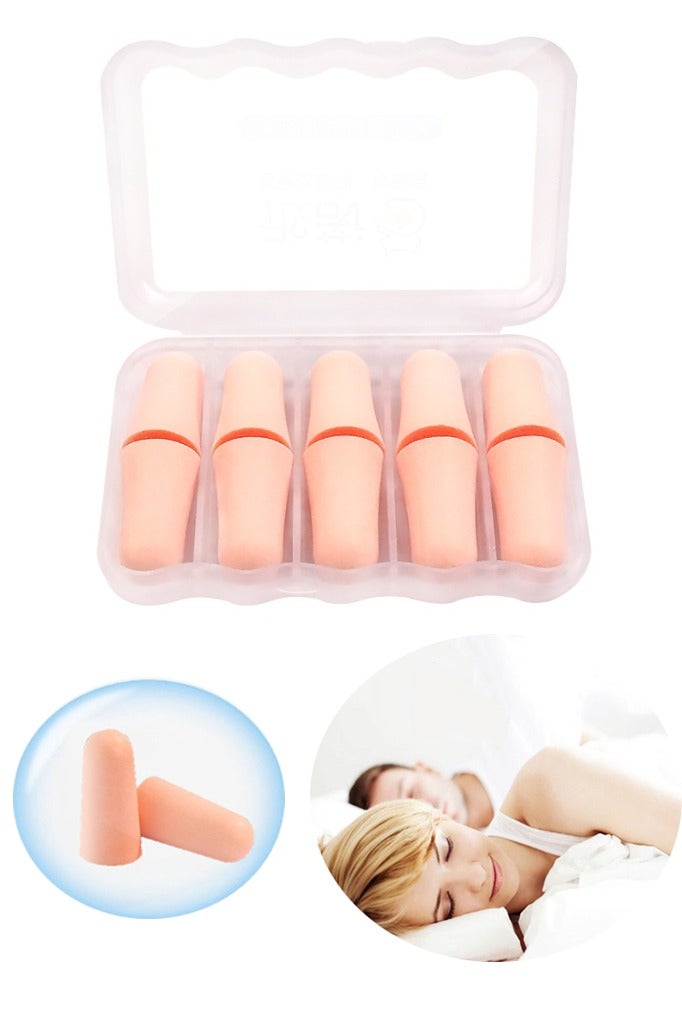 10 Pieces Of Soft Sponge Foam Earplugs, 31db Disposable Sound Insulation And Noise Reduction Earplugs, Suitable For Sleep/Concert Loud Music//Working Structure, Hearing Safety Protection, Skin Color - Image 1