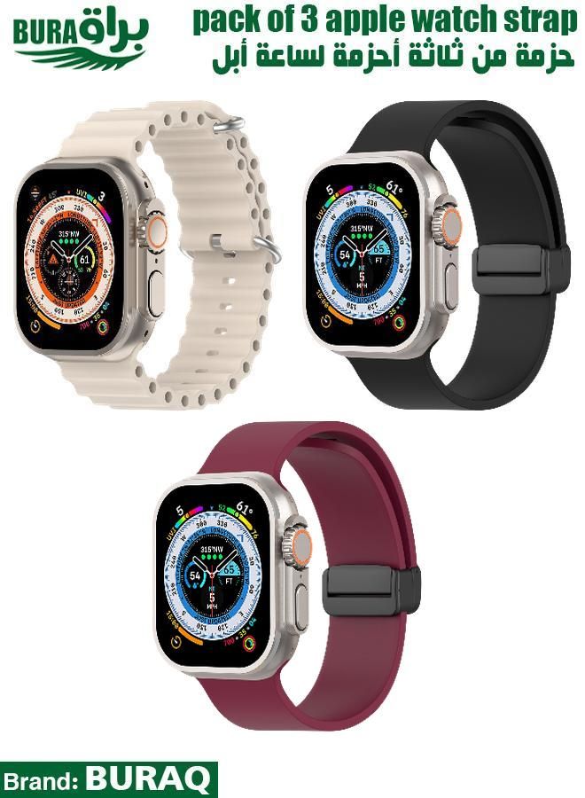BURAQ Apple Watch Band Strap For Apple Watch Ultra 2/Ultra 49mm, Series 10 46mm, 9/8/7 45mm, SE2/SE/6/5/4 44mm, 3/2/1 42mm