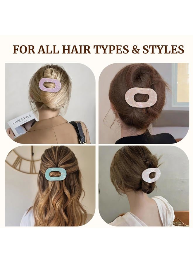 Lourny Flat Hair Clips for Women, 4PCS Flat Acrylic Claw Clips for Thin Hair Lightweight Non-Slip Claw Clips for Women(Yellow+white+green+purple) - Image 5
