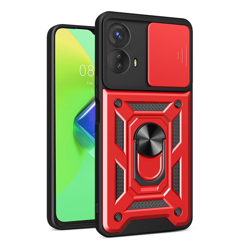 HuHa Case Cover For Motorola Moto G73 5G Sliding Camera Cover Design TPU+PC Phone Case(Red) - Image 1