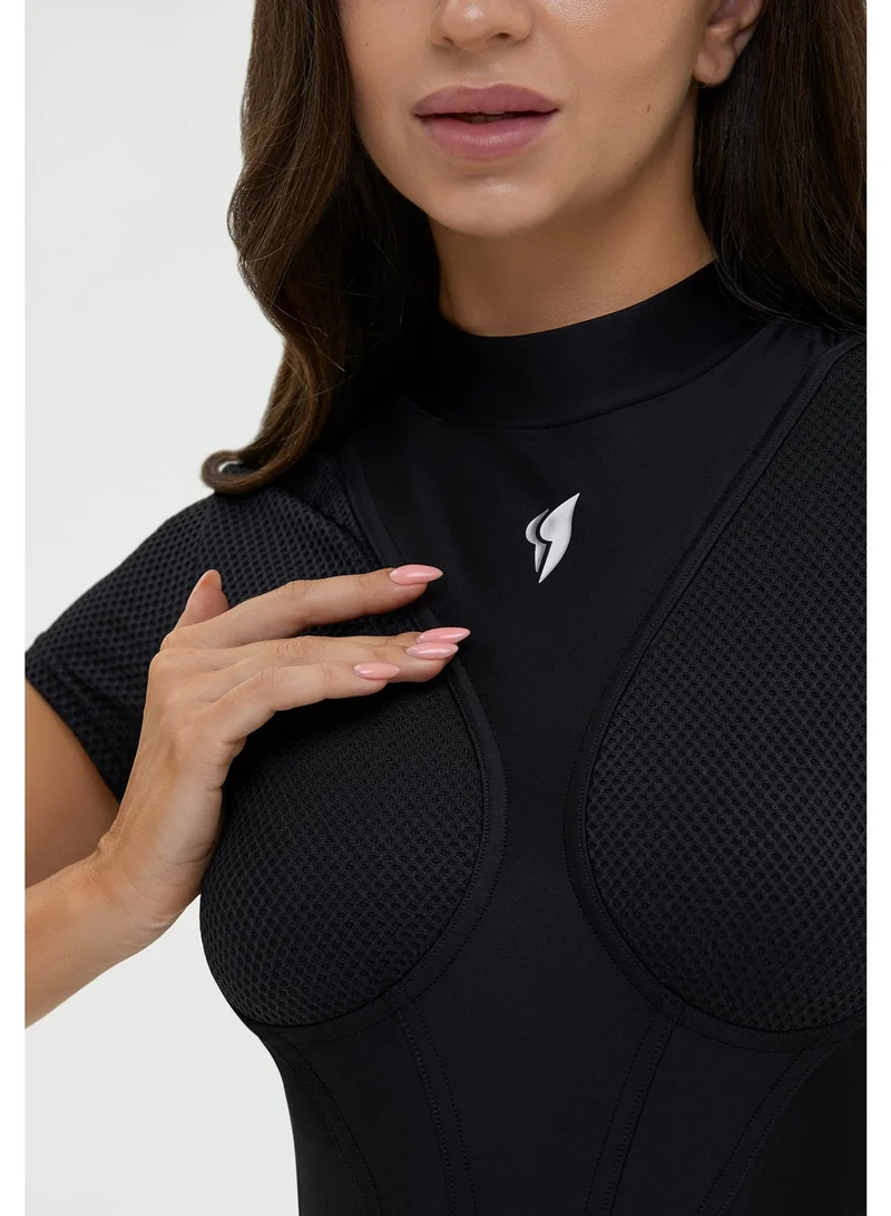 Bona Fide Extra Back Black Extra Back Gym Jumpsuit for Women | Best Price UAE