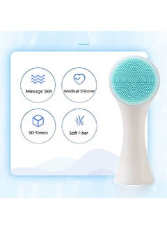 Sonew Facial Cleansing Brush Double Sided Clean & Exfoliating & Massage Soft Bristles Silicon Face Pore Cleanse Blackhead Dry Or Wet Multipurpose(Blue)  - Image 5