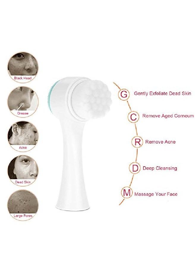 Sonew Facial Cleansing Brush Double Sided Clean & Exfoliating & Massage Soft Bristles Silicon Face Pore Cleanse Blackhead Dry Or Wet Multipurpose(Blue)  - Image 4