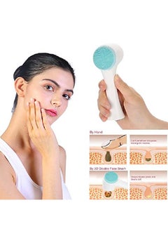 Sonew Facial Cleansing Brush Double Sided Clean & Exfoliating & Massage Soft Bristles Silicon Face Pore Cleanse Blackhead Dry Or Wet Multipurpose(Blue)  - Image 3