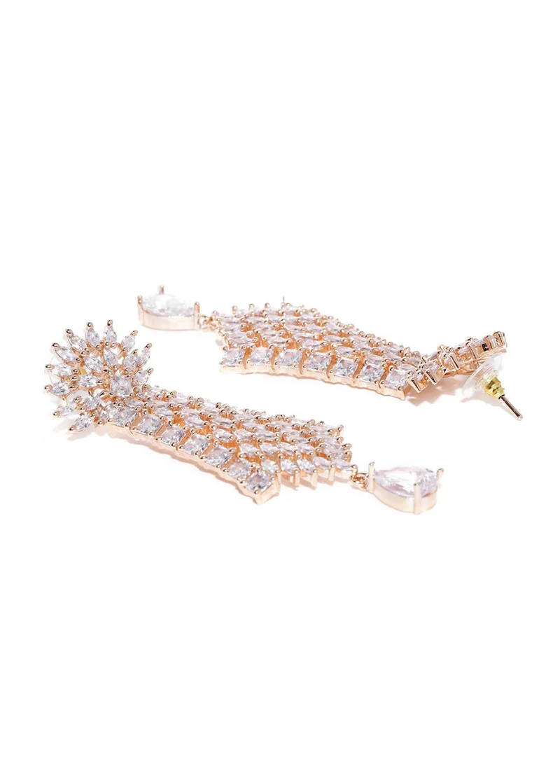 Priyaasi Rose AD Studded Handcrafted Drop Earrings