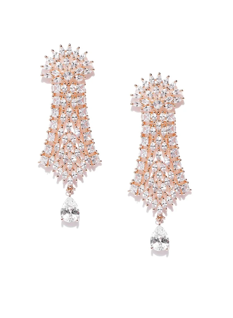 Priyaasi Rose AD Studded Handcrafted Drop Earrings