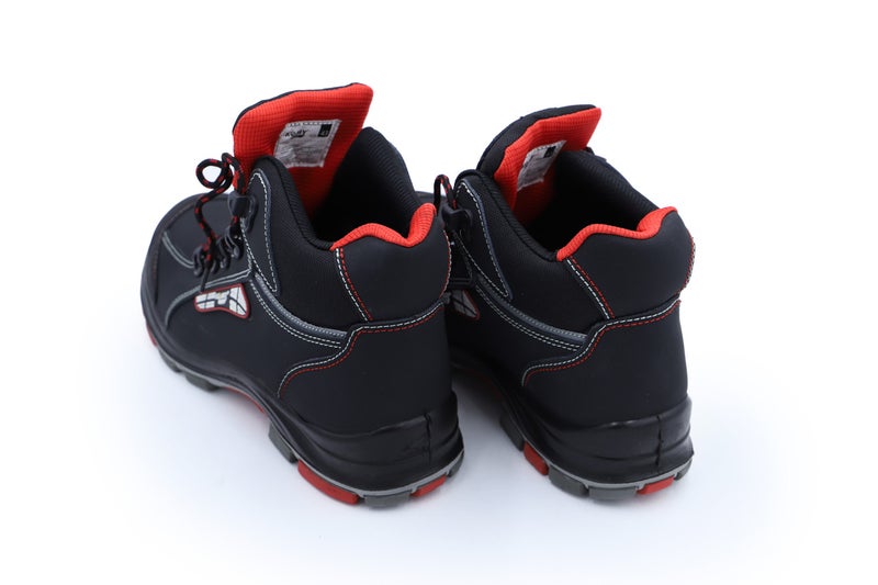 Komy Pro Series Premium Engineer High Ankle Safety Shoes S3L SR Non Metalic, With Composite Toe Cap, Kevlar Midplate, Antistatic EVA , PU/Rubber Sole, Super Slip-Resistant , Breathable & Abrasion Resistant Mesh Lining  & Black Split Nubuck Laether  - Model No: KMS235M - Image 2