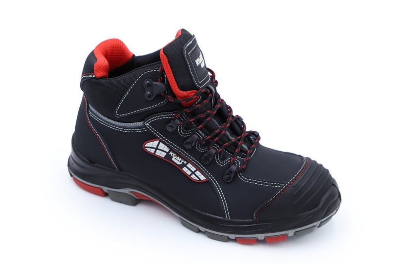 Komy Pro Series Premium Engineer High Ankle Safety Shoes S3L SR Non Metalic, With Composite Toe Cap, Kevlar Midplate, Antistatic EVA , PU/Rubber Sole, Super Slip-Resistant , Breathable & Abrasion Resistant Mesh Lining  & Black Split Nubuck Laether  - Model No: KMS235M - Image 3