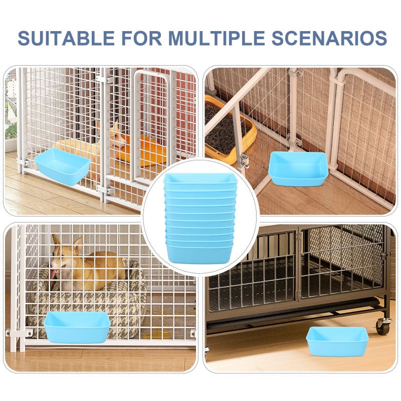 10pcs Hanging Pet Bowls Plastic Removable Sky Blue Medium Cage Travel Food Water Set - Image 4