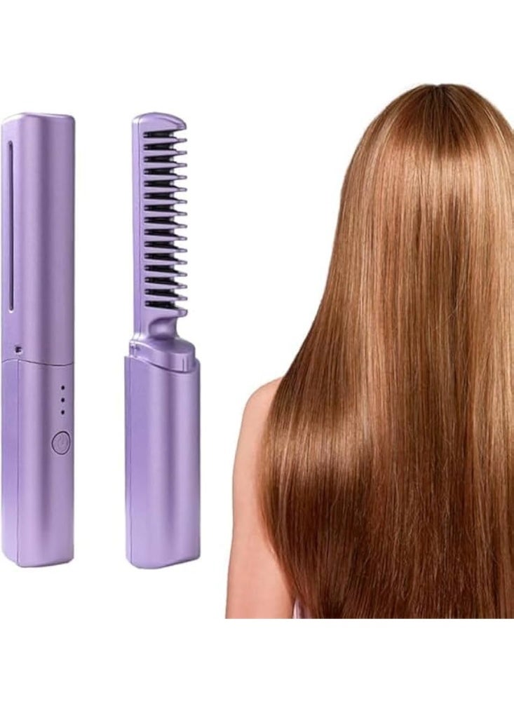 Rechargeable Mini Cordless Hair Straightener Comb with Negative Ion, Portable Hot Brush for Women - Image 5