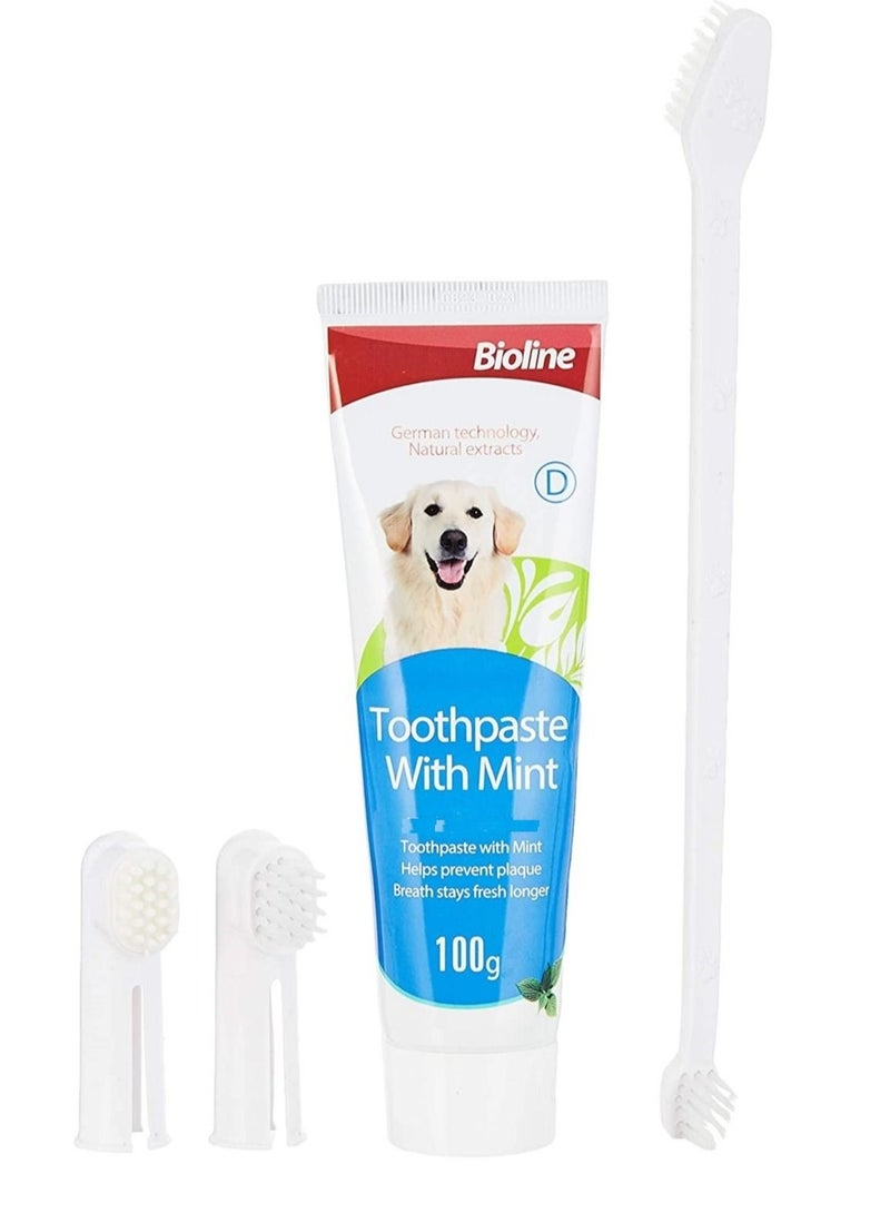 Bioline Dog Tooth Paste With Dental Hygiene Set Mint 100G