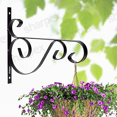 Sharpex Wall Mounted Metal Bracket | Decorative Wall Hook Plant Hanger for Hanging Pots, Bird Feeders, Flower Baskets, Planters, Lanterns, Lamps, and Wind Chimes for Indoor/Outdoor Use (Black, 1 Pc) - Image 2