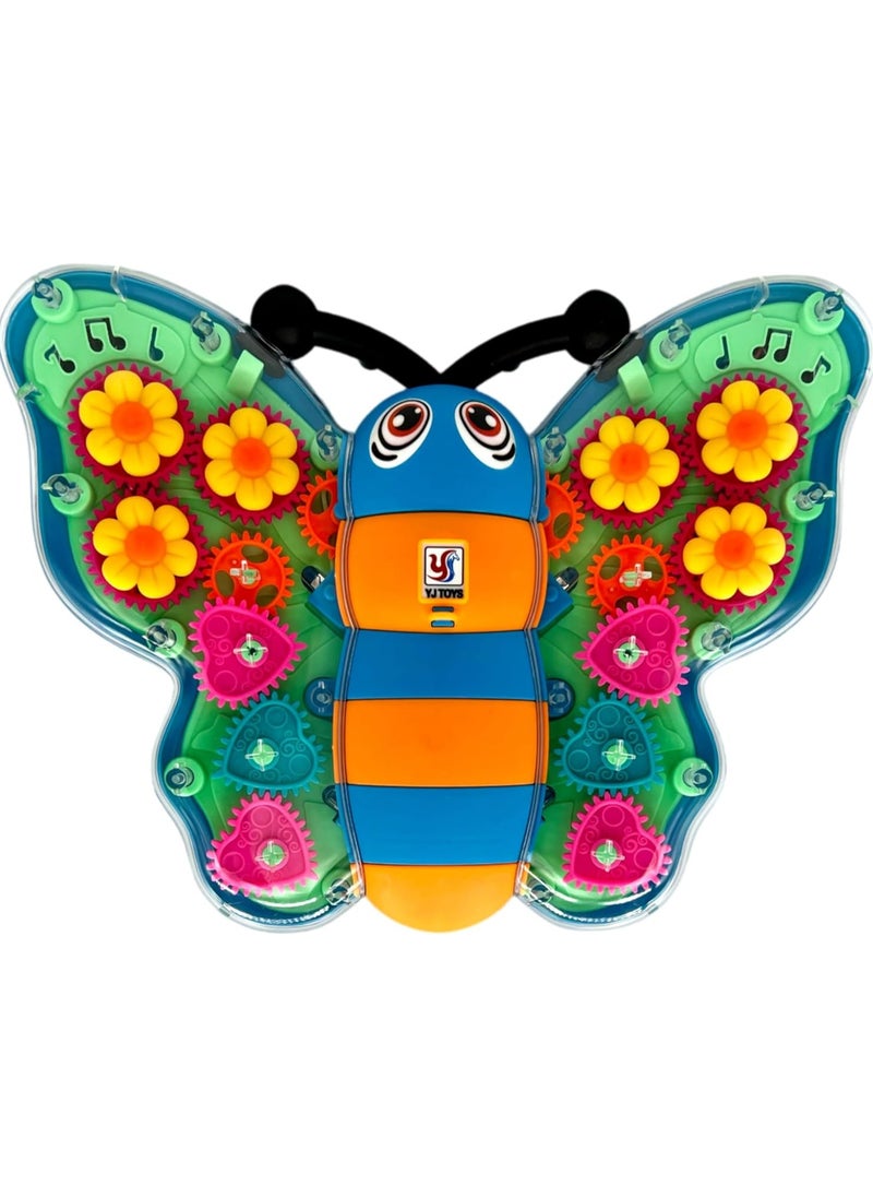 TOY GARDEN 3D Transparent Gear Butterfly Toy Car for Kids – Rotating Lights, Sound & Flashing Gears – Durable Multicolor Mechanical Insect Toy  - Image 1