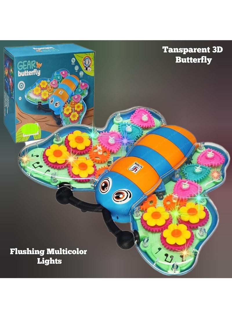 TOY GARDEN 3D Transparent Gear Butterfly Toy Car for Kids – Rotating Lights, Sound & Flashing Gears – Durable Multicolor Mechanical Insect Toy  - Image 2