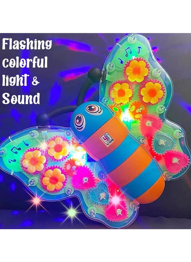 TOY GARDEN 3D Transparent Gear Butterfly Toy Car for Kids – Rotating Lights, Sound & Flashing Gears – Durable Multicolor Mechanical Insect Toy  - Image 3