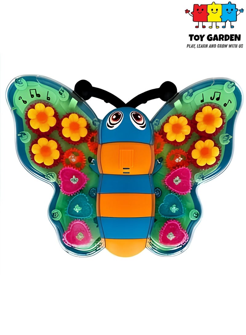 TOY GARDEN 3D Transparent Gear Butterfly Toy Car for Kids – Rotating Lights, Sound & Flashing Gears – Durable Multicolor Mechanical Insect Toy - Image 1