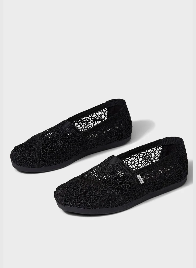 TOMS Alpargata Black Moroccan Crochet Slip-On Shoes
