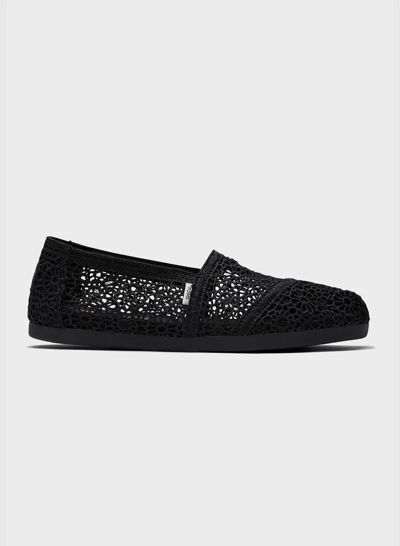 TOMS Alpargata Black Moroccan Crochet Slip-On Shoes