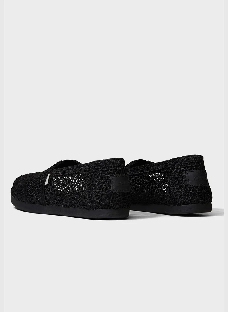 TOMS Alpargata Black Moroccan Crochet Slip-On Shoes