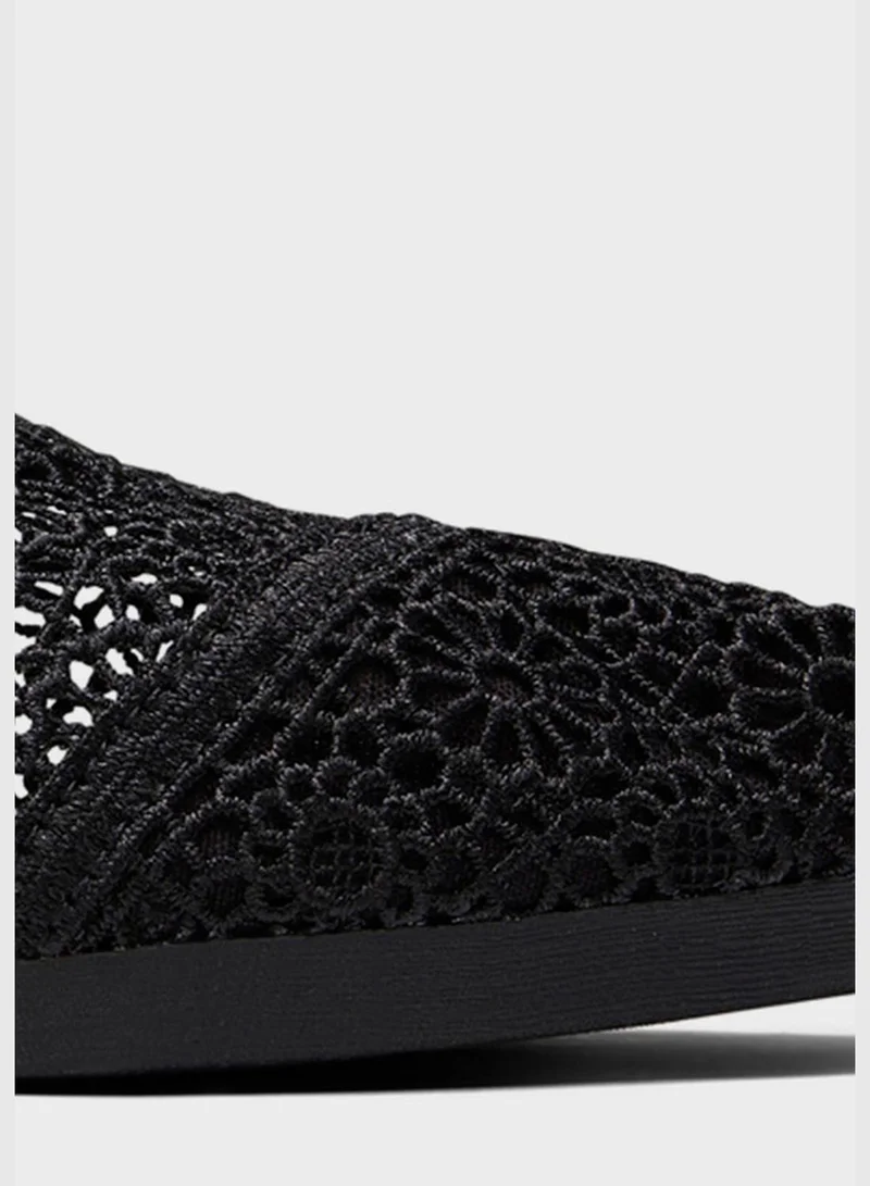 TOMS Alpargata Black Moroccan Crochet Slip-On Shoes