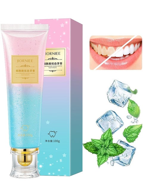 Niacinamide Whitening Toothpaste, Nicotinamide Dazzling White Toothpaste, Fresh Breath Niacinamide Whitening Toothpaste, Body Accel Niacinamide Whitening Toothpaste, Remove Tooth Stains, 100G