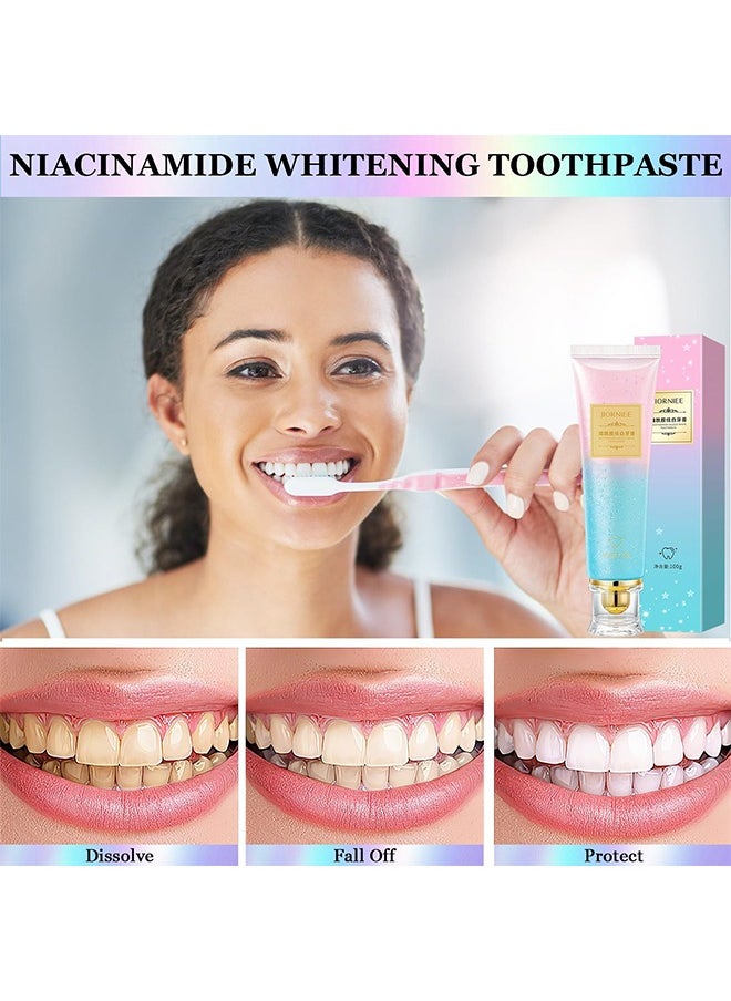 Niacinamide Whitening Toothpaste, Nicotinamide Dazzling White Toothpaste, Fresh Breath Niacinamide Whitening Toothpaste, Body Accel Niacinamide Whitening Toothpaste, Remove Tooth Stains, 100G